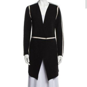 Alice + Olivia Coat womens size XS Black White Contrast Wool Open Front